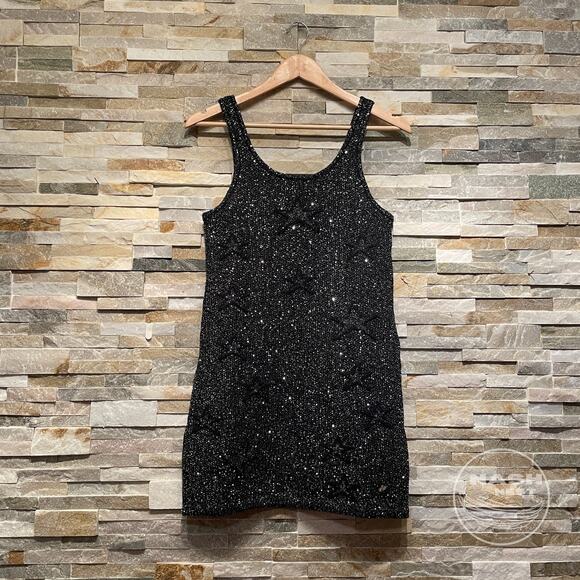 Chanel 40 Sequin Knit Mini Sweater Dress | Black Star Runway Sample, Rare - Picture 4 of 14